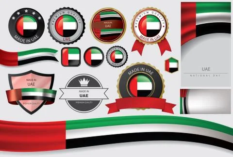 Made in UAE Seal, Emirates Flag (Vector Art) Stock Illustration