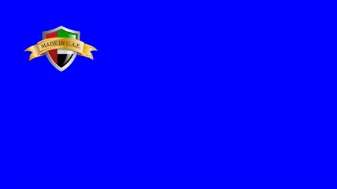 Made in UAE, shield with flag and ribbon with text. Chroma key with copy spac Stock Footage 139904777