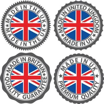 Made in UK label set with flag, made in the UK, vector illustration Illustrazione stock