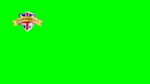 Made in UK, shield with flag and ribbon with text. Chroma key with copy space Stock Footage 139904730