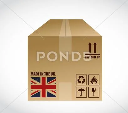 Made in the uk shipping box. illustration Stock Illustration