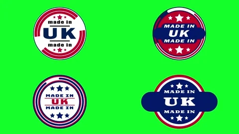Made in united kingdom animated in different four style icon set in uk nati.. Stock Footage 314463510