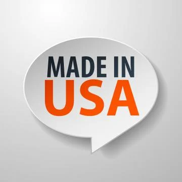 Made in usa 3d speech bubble on white background Illustrazione stock