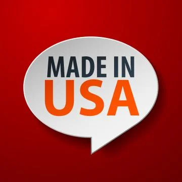 Made in usa 3d speech bubble on red background Illustrazione stock