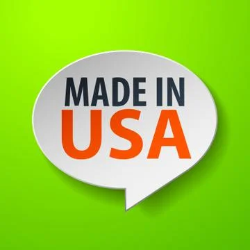 Made in usa 3d speech bubble on green background Illustrazione stock