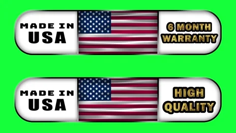 Made in usa animated sign with waving flag, 6 month, 1 year and 2 year warr.. Stock Footage 314463561