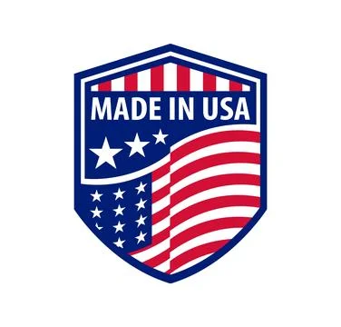 Made in USA badge shield with American flag stars Stock Illustration