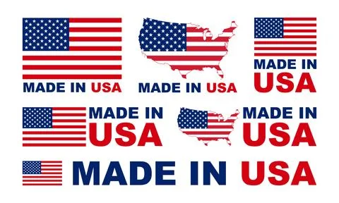 Made in USA badges and emblems. United state of America. of set collection .. Stock Illustration