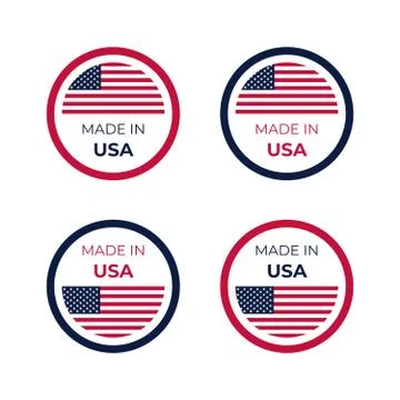 Made in USA emblem badge vector illustration of American flag Stock Illustration