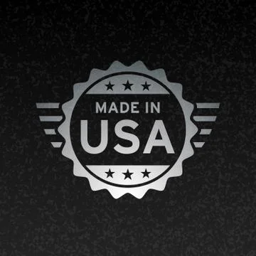 Made in USA flag icon concept metallic badge design Stock Illustration