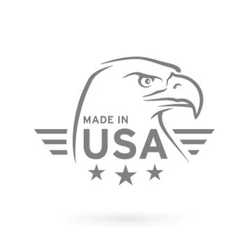Made in USA icon with American Eagle emblem. Vector illustration. Stock Illustration