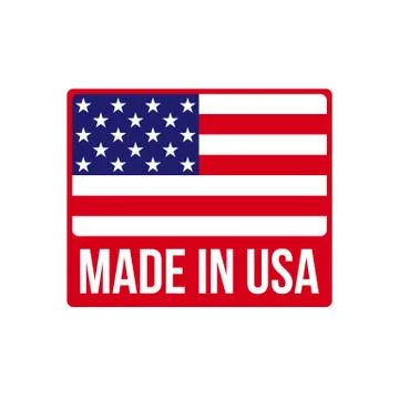 Made in USA icon on vector American flag Illustrazione stock