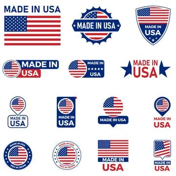 Made in USA label, button - logo, icon set Stock Illustration