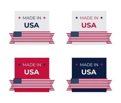 Made in USA label design based on American national flag Stock Illustration