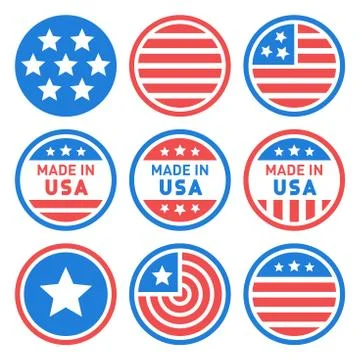 Made in USA Labels Set. Vector Ilustração Stock