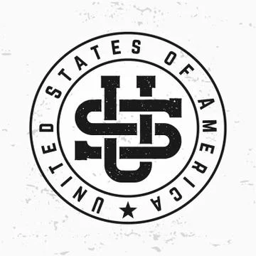 Made in USA monogram vector on grunge background. Vintage America logo design Stock Illustration