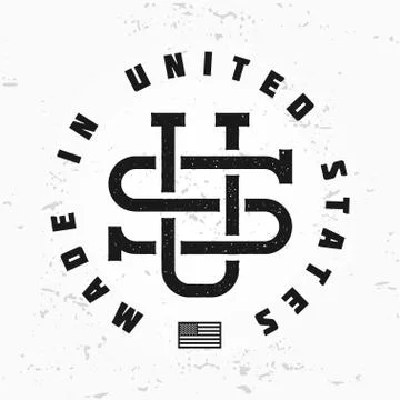 Made in USA monogram vector. Vintage America logo design on grunge background Stock Illustration