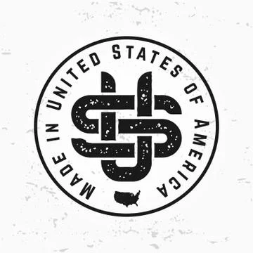 Made in USA monogram vector. Vintage America logo design on grunge background Stock Illustration