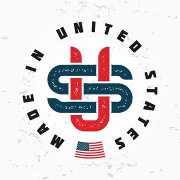 Made in USA monogram vector. Vintage America logo design. Retro United States Stock Illustration