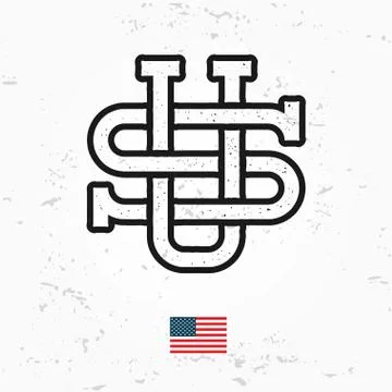Made in USA monogram vector. Vintage America logo design. Retro United States Stock Illustration