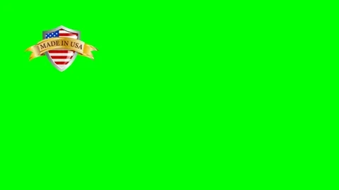 Made in USA, shield with flag and ribbon with text. Chroma key with copy spac Stock Footage 139904608