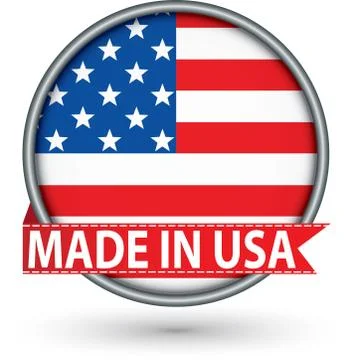 Made in the USA silver label with flag, vector illustration Stock Illustration