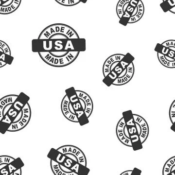 Made in USA stamp seamless pattern background. Business flat vector illustrat Stock Illustration