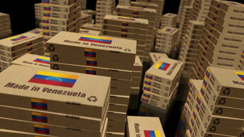 Made in Venezuela box pack loop Stock Footage 332360307