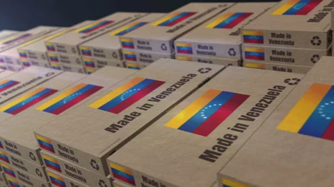 Made in Venezuela box pack production loopable seamless Stock Footage 332360233