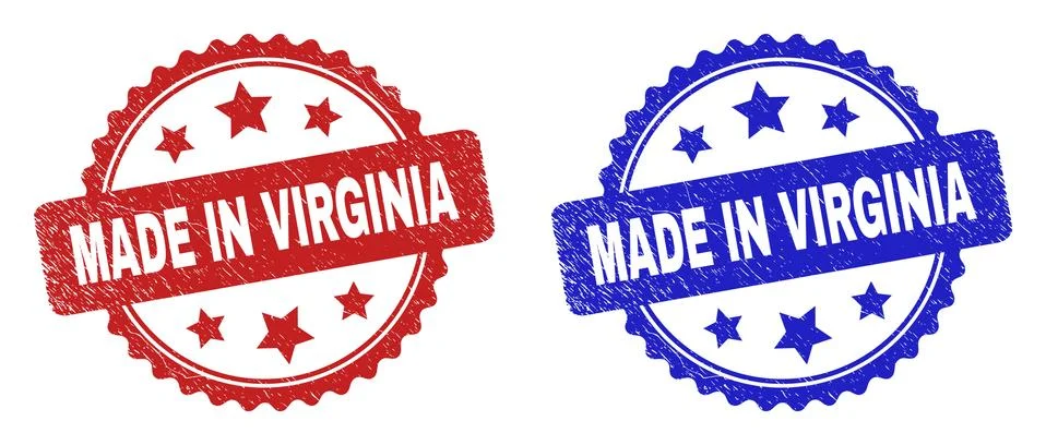 MADE IN VIRGINIA Rosette Seals Using Unclean Surface Stock Illustration