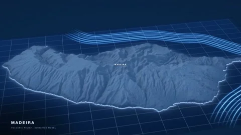 Madeira 3D terrain relief map as an engineering blueprint Stock Footage 344565410
