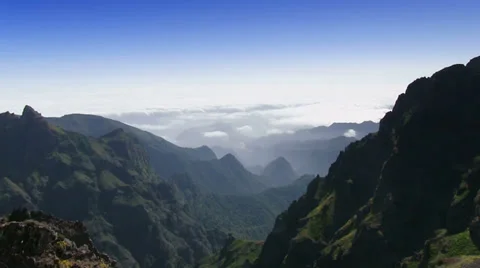 Madeira, Central Mountains, panoramic view to Pico Areeiro, Portugal Stock Footage 32593848