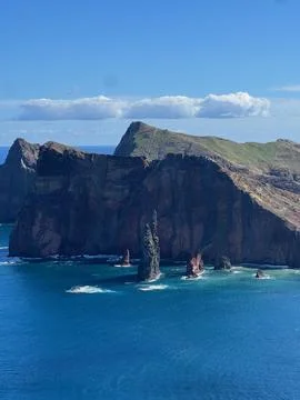 Madeira Cliffs and Ocean – Vertical Drone Photo Stock Photos