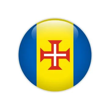 Madeira flag on button Stock Illustration