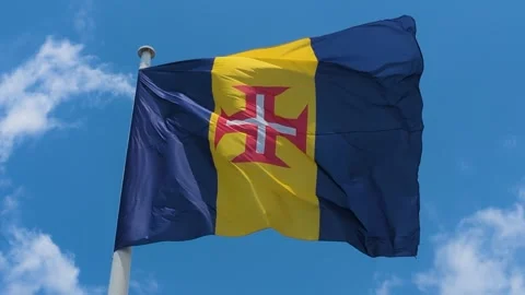 Madeira Flag flying in the wind Stock Footage 246715093