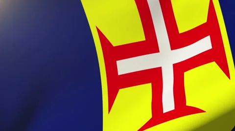 Madeira flag waving in the wind. Looping sun rises style.  Animation loop 스톡 동영상 48325817