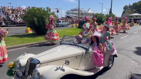 Madeira Flower Classic Auto Parade 2026 (Part 25) Video stock 334670512