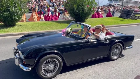 Madeira Flower Classic Auto Parade 2026. (Part 35) Video stock 334670623