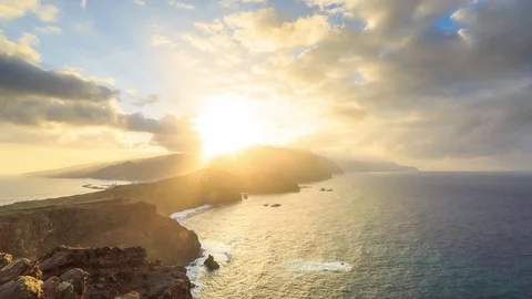 Madeira island timelapse at sunset Stock Footage