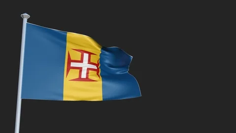 Madeira - Loopable 3D flag animation with Alpha Channel and Transparency for  스톡 동영상 91466320