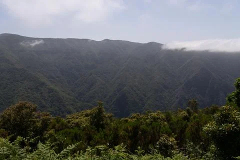 Madeira mountain range view horizontal Stock Photos