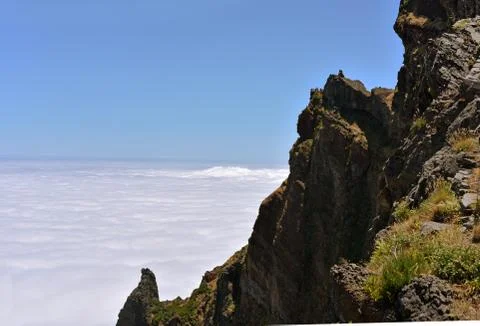 Madeira mountains in clouds. Stock Photos
