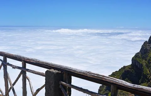 Madeira mountains in clouds. Stock Photos
