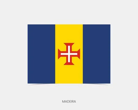 Madeira Rectangle flag icon with shadow. Stock Illustration