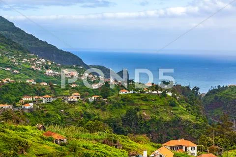 Madeiran landscape near faial and porto da cruz Stock Photos