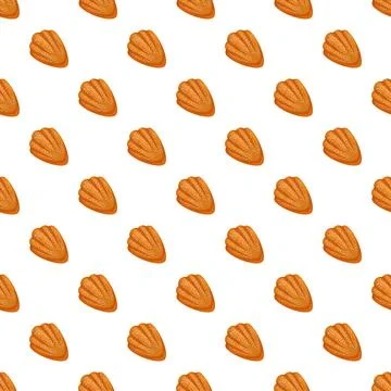 Madeleine cookies seamless pattern for bakery design Stock Illustration