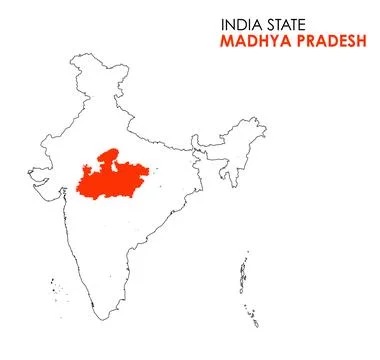 Madhya Pradesh map of Indian state. Madhya Pradesh map vector illustration... Stock Illustration