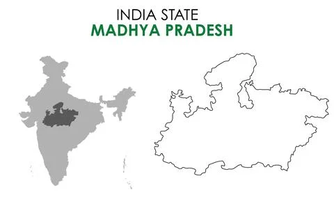 Madhya Pradesh map of Indian state. Madhya Pradesh map vector illustration... Stock Illustration