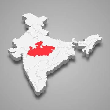 Madhya Pradesh state location within India 3d map Stock Illustration
