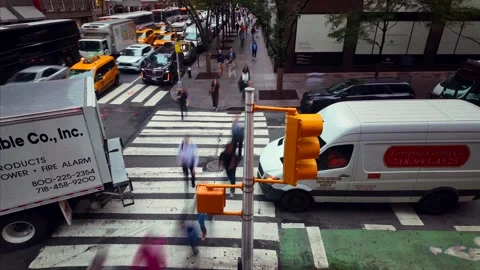 Madison Avenue Intersection Timelapse with Motion Blur from Elevated Stock Footage 339972757